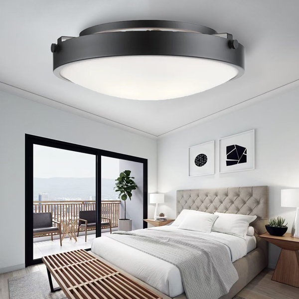 Ebern Designs 3 Lights Steel Flush Mount Ceiling Light Fixture Black